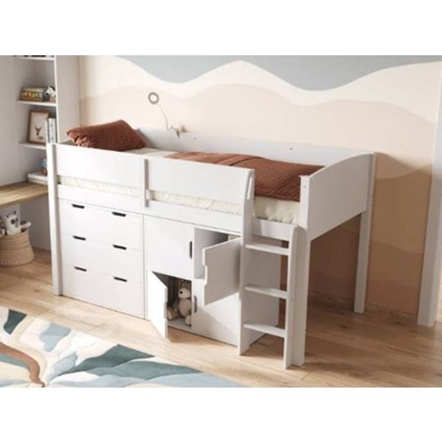 Flair Loop Mid Sleeper Bed Full Set With Doors White 4 White Doors
