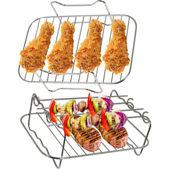 Racks for SWAN Air Fryer Duo Digital 8L Double Basket Grill Shelf Skewer x 2