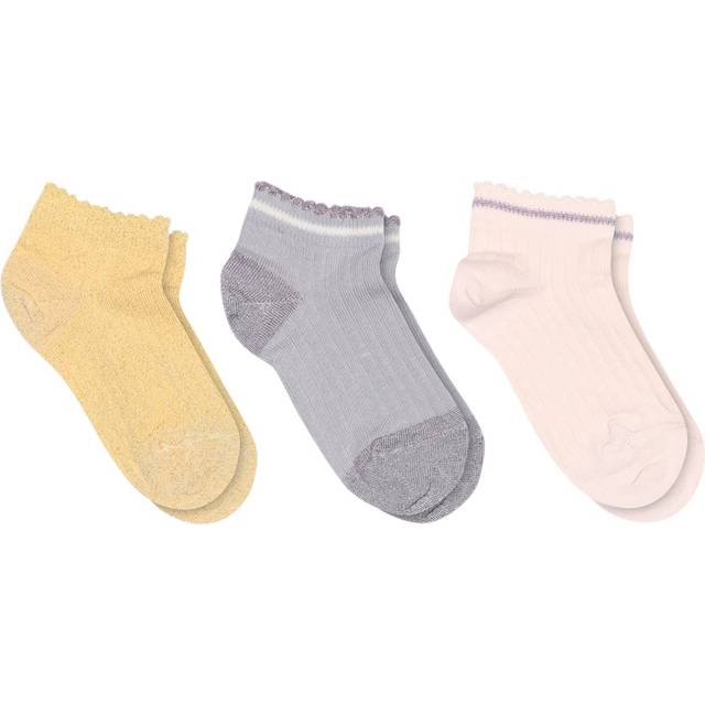 MP Ankelstrumpor - 3-pack - Petra - Guld/Lila/Rosa m. Glitter - MP - 25/28 - Strumpor