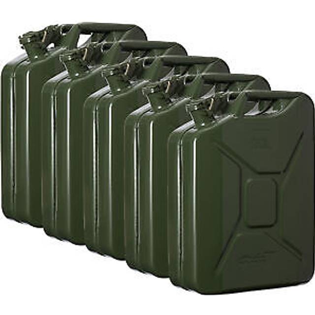 Oxid7? 5x Metal Jerry Cans 20L for Petrol, Diesel and Oil - Approved by UN - T?V Rheinland Certified - Less than 25s Pouring Time - Type Inspected -