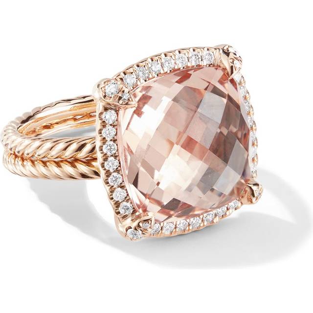 David Yurman - 18kt rose gold Chatelaine morganite and diamond ring (14mm) - women - Diamond/18kt Rose Gold - 8.5 - Pink