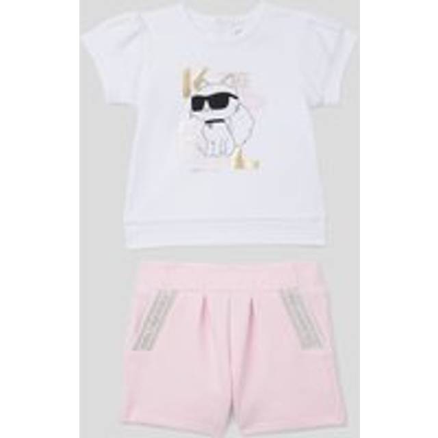 Karl Lagerfeld for girl. Z30513 T-shirt and shorts set white, pink (3meses= 60cm), Casual, Cotton, Short sleeve, children's fashion