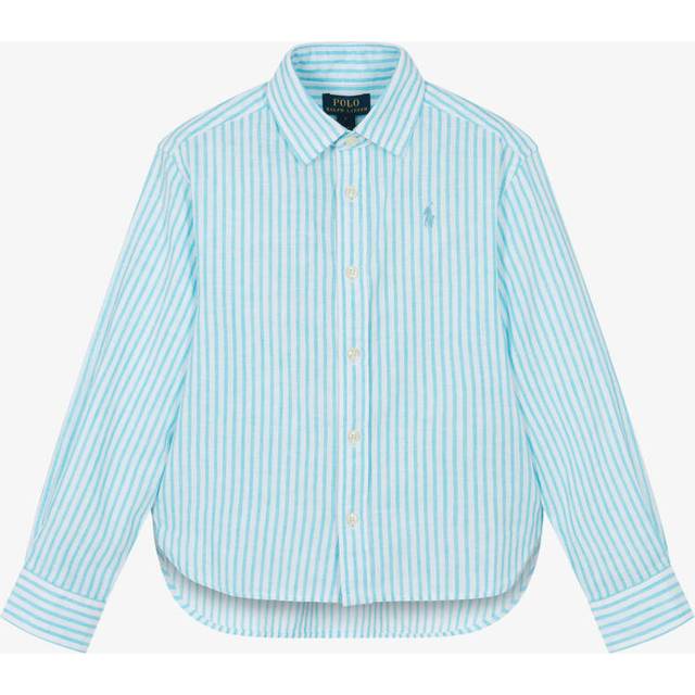 Ralph Lauren, Shirts, female, Blue, 7 Y, Girls Striped Logo Shirt in Blue