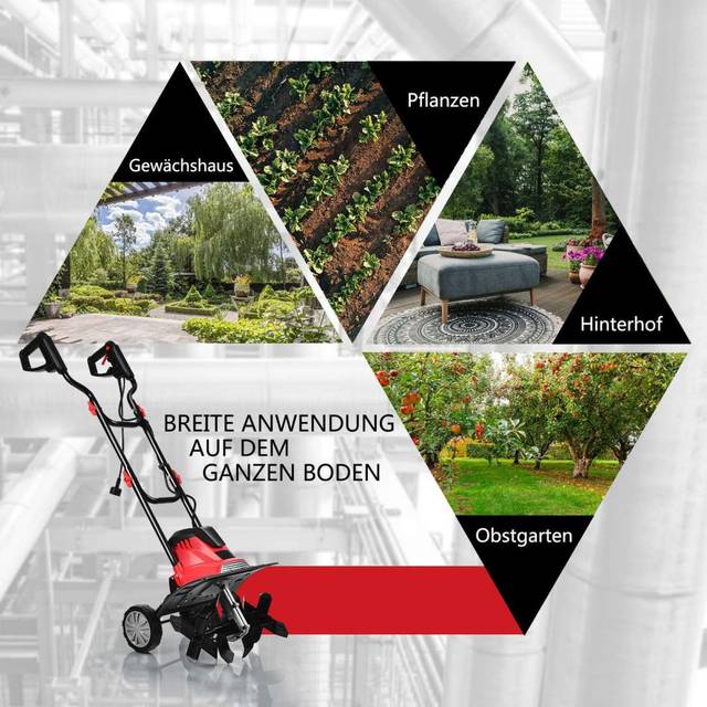 Elektrisk jordfräs och jordfräs elektrisk jordfräs jordfräs trädgårdsfräs röd och svart
