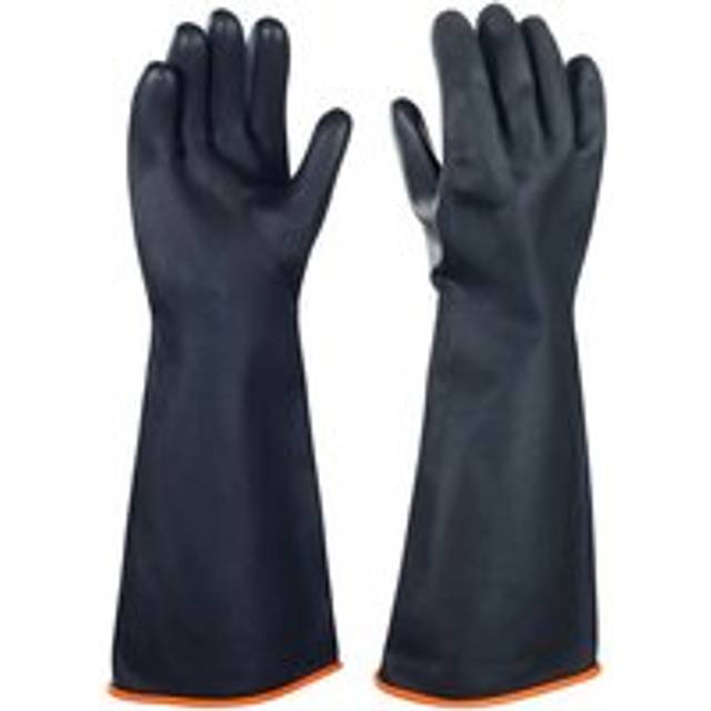 Chemical Resistant Latex Gloves Industrial Safety Rubber Long Protective Gloves, Heavy Duty Black Gloves, 1 Pair