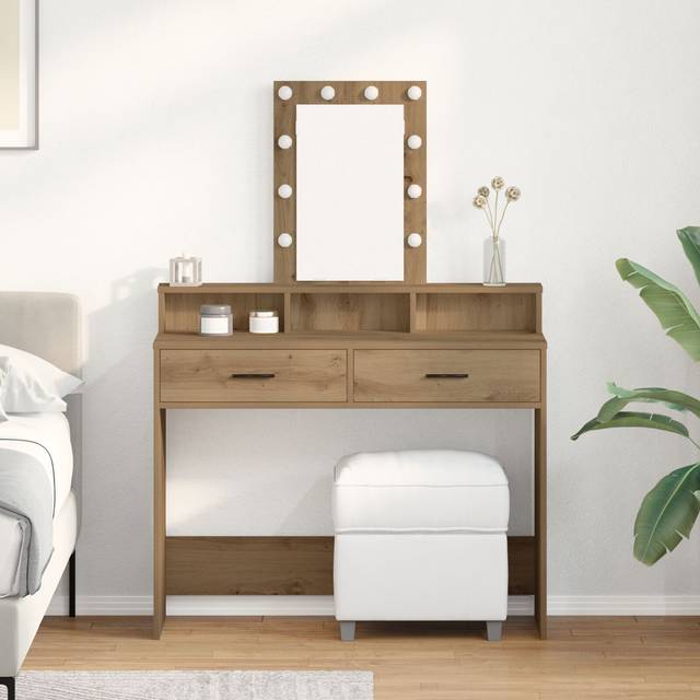 vidaXL Vanity Table Artisan Oak Ingeniørtræ 100 x 41 x 140 cm Toiletbord