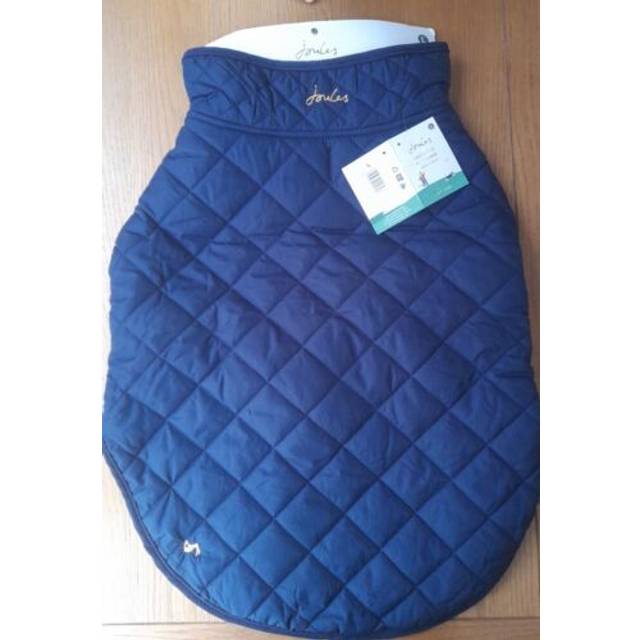 Joules designer quilted fleece lined dog coat newdale diamond navy blue