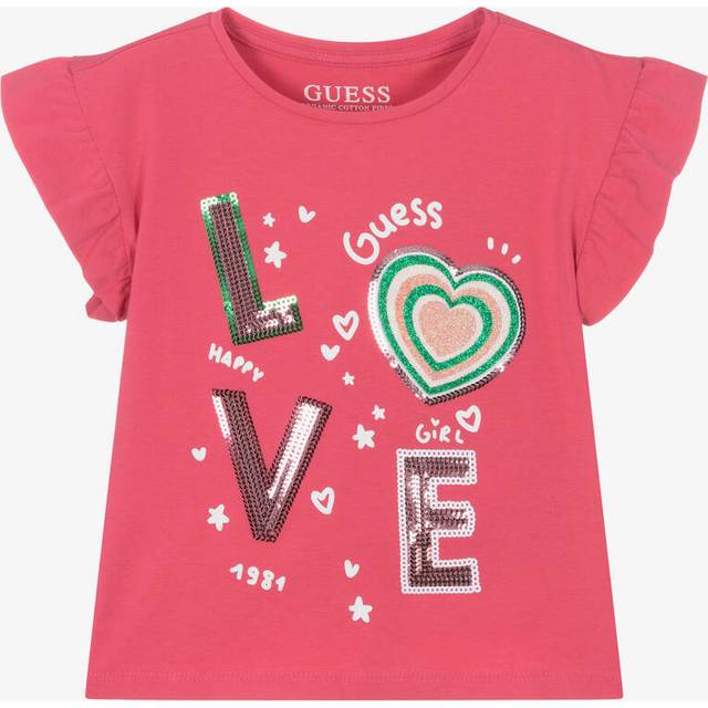 Guess Girls Pink Cotton Sequin T-Shirt - 6 year