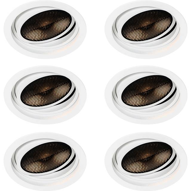 Set med 6 moderna infällda spotlights vita justerbara - Coop 111 Honey