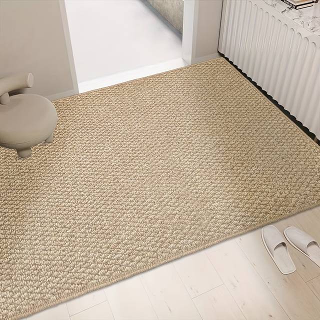 TEMU Jute-like Textured Door Mat: Soft, Absorbent, And Easy To Clean For Indoor And Outdoor Use - Suitable For , Bedrooms, And More