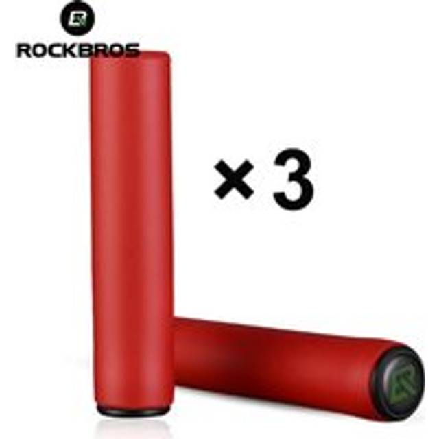 Rockbros ultralätta cykelhandtag skum silikon antisladd stötdämpande nävar mtb manschetter landsvägscykling cykelstyre - Röd x 3