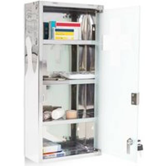 Medicine cabinet frosted glass storage 4 shelves lockable medicine cabinet