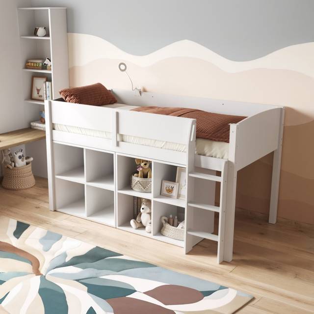 Flair Loop Mid Sleeper Bed Cube Unit Set White