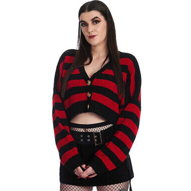 Banned naenia cropped cardigan (black/red)