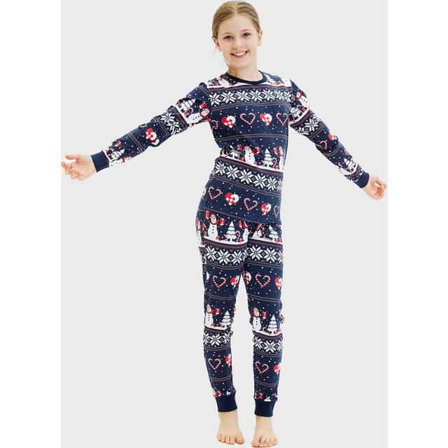 CHRISTMAS SWEATS Christmas Heart Pajamas Navy Kids |Marinblå |122-128