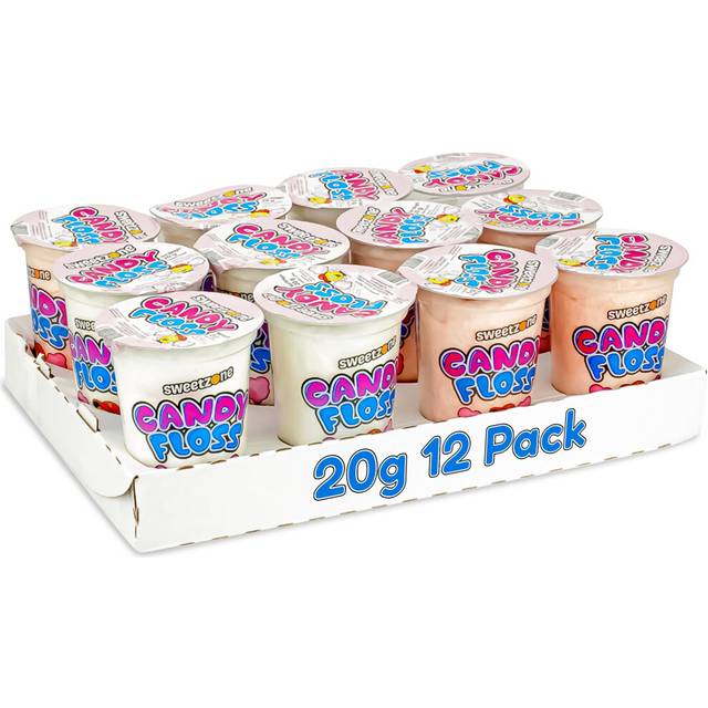 Sweetzone Candy Floss Halal Sweets Tub 20g x 12 Pack, Sweets Bulk, Retro Sweets, Cotton Sweets, Sweet Box, Bulk Sweets, Candy for Sweet Bags, Sweet