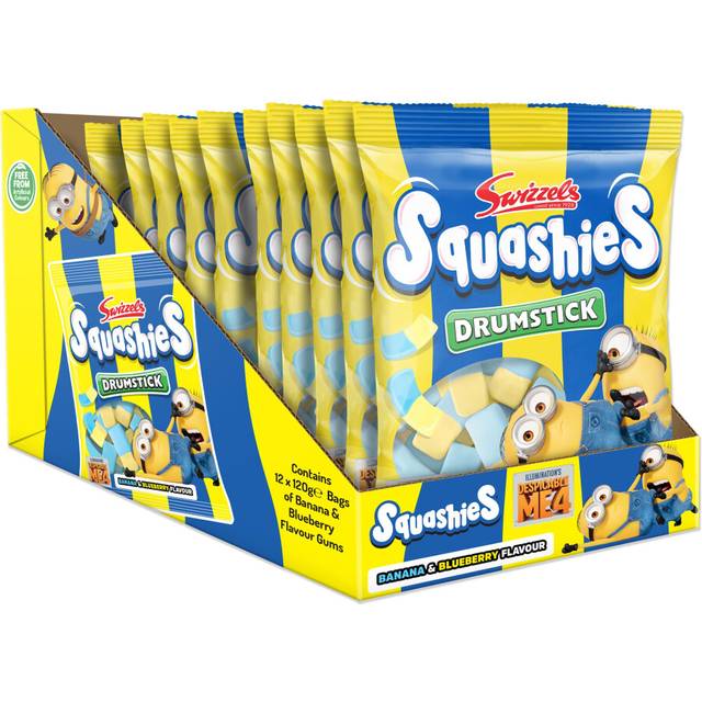Swizzels Squashies Minion Sweets - Banana & Blueberry Flavour Sweets - Multipack (12 x 120g)