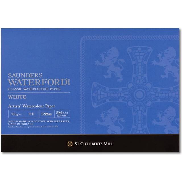 Holbein Waterford Watercolor Paper White Medium Grain 300g F10 Size Block Type 12 Sheet Binding 270936 EHB-F10 white