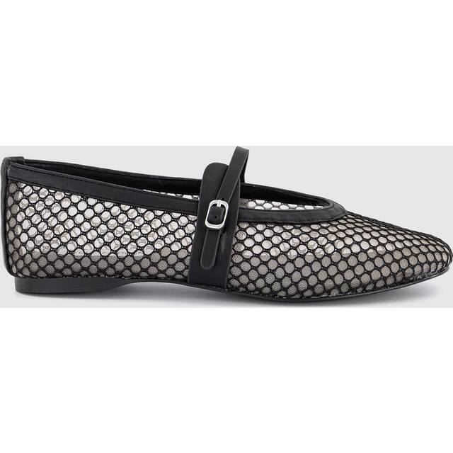 Steve Madden Womens Rejoice Eyelet Ballet Flats Black, 7