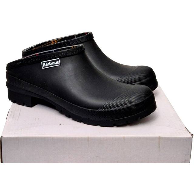 Barbour womens quinn black tartan liner wellie festival slip on clogs uk 5 eu38