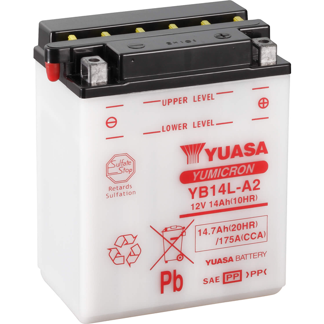 YUASA YB14L-A2 Battery without acid pack