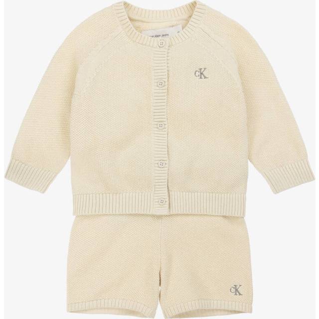 Calvin Klein Baby Boys Sand Beige Knitted Shorts Set - 18 month