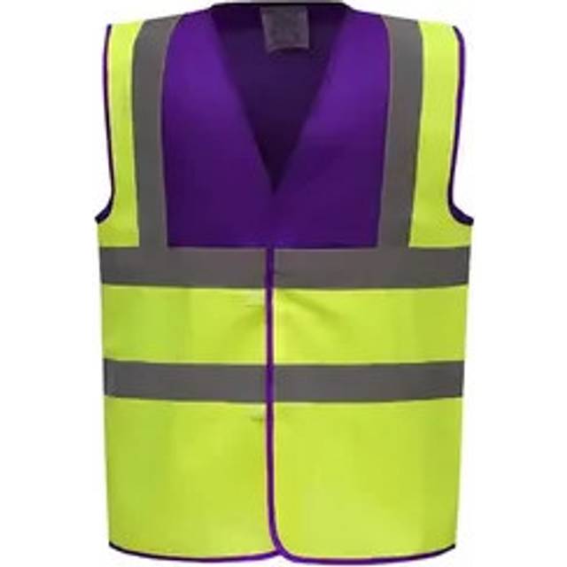 YOKO Hi-vis 2-band-and-braces Waistcoat (HVW100) Purple Yoke/Yellow M