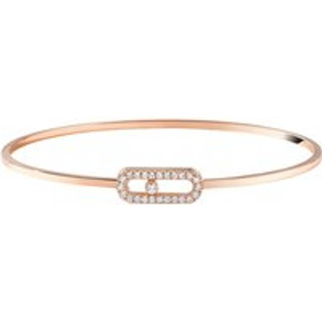 Messika Move Uno 18ct Rose Gold 0.18ct Diamond Pave Flex Bangle - M (15.5-16cm)