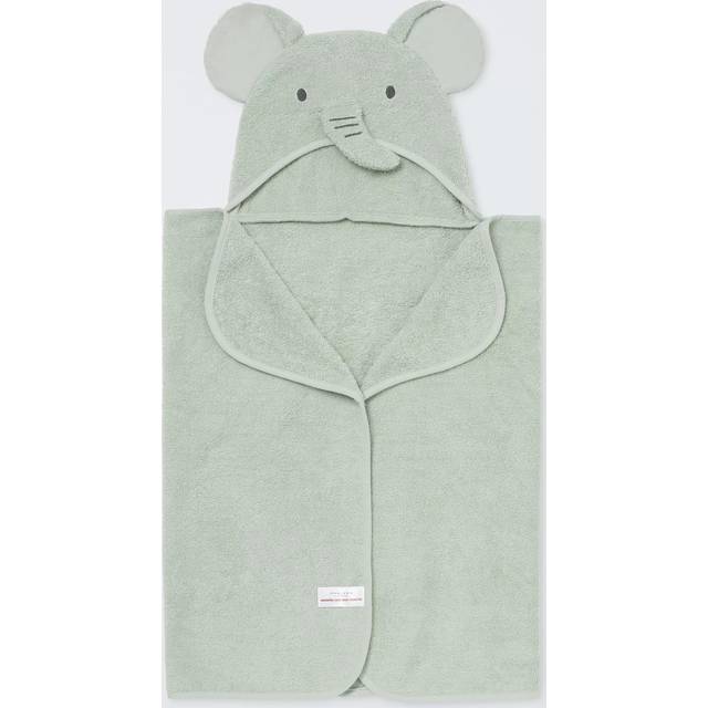 John Lewis Baby Elephant Hooded Towel, Green