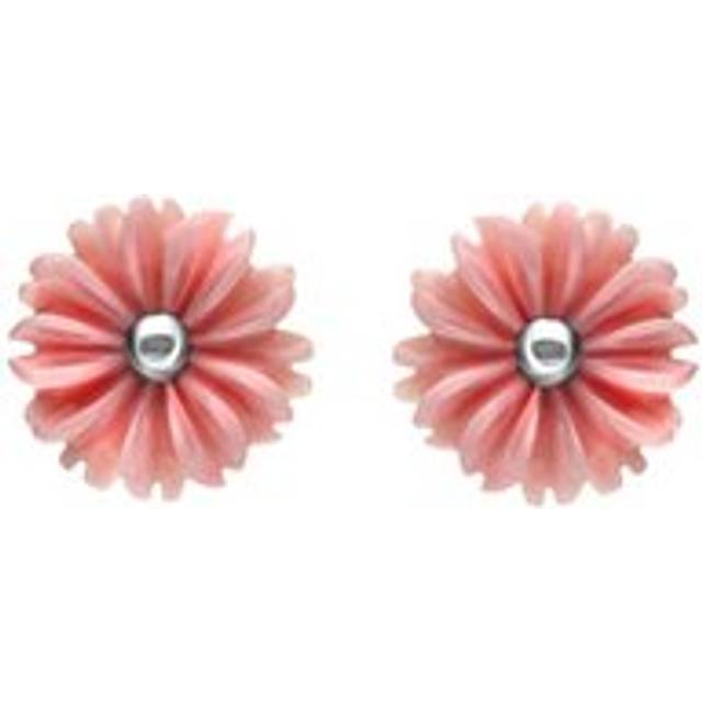 Sterling Silver Pink Conch Tuberose 8mm Daisy Stud Earrings