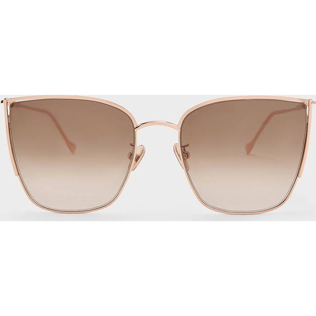 Charles & Keith - Shea Metallic-Rim Square Sunglasses - Rose Gold