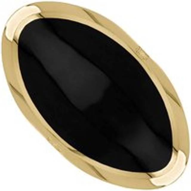 9ct Yellow Gold Whitby Jet Queen's Jubilee Hallmark Large Oval Ring D