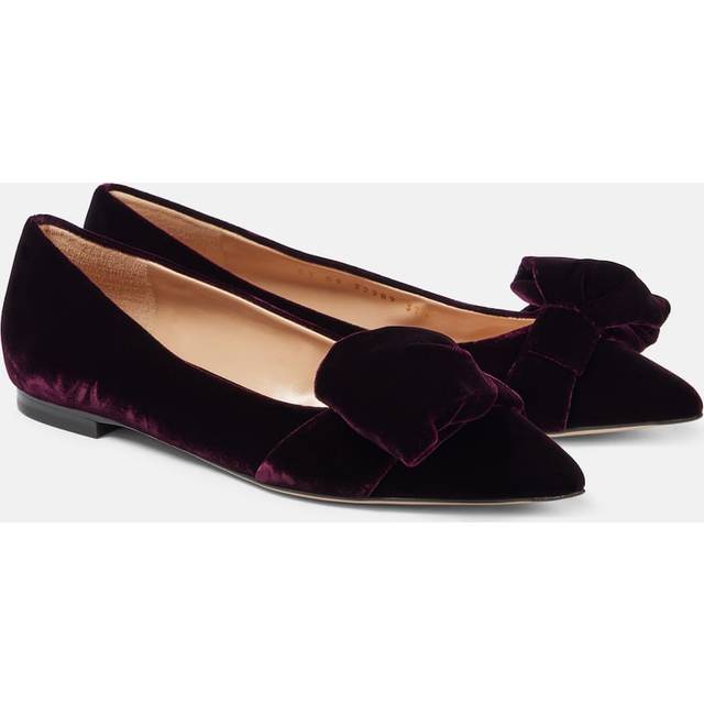 Gianvito Rossi Bow-detail velvet ballet flats - purple (UK 7.5)