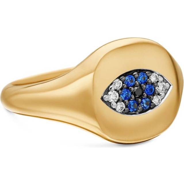 David Yurman - 18kt yellow gold Cable Collectibles Evil Eye sapphire and diamond pinky ring (9.7mm) - women - Blue Sapphire/Black Diamond/Diamond/1...