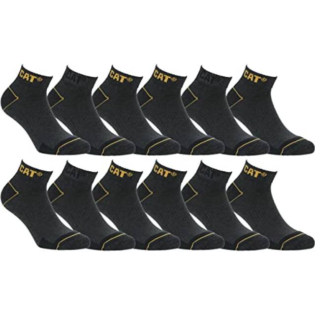 Caterpillar 12 par Sneaker Work ankel längd strumpor - Heel Toe förstärkning - Arch stöd - Bomull (Grå, 43-46)
