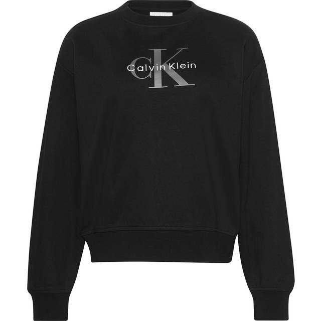 Calvin Klein, Sweatshirts & Hoodies, Dam, S, Bomull, Bomull Logo Sweatshirt Hoodie - black (S)