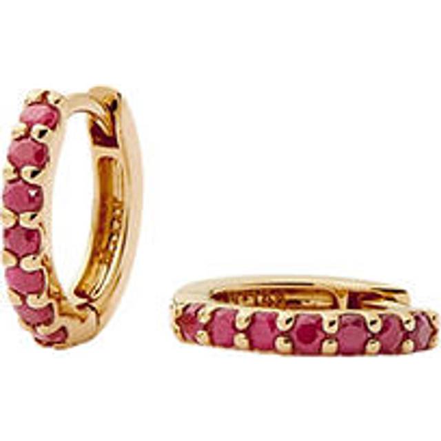 Fine Ruby Huggies | 14ct Solid Gold/Ruby