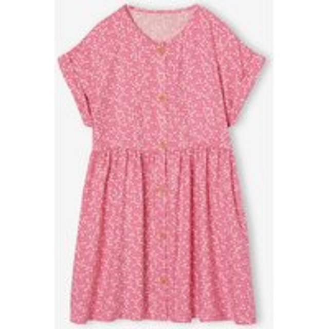 Button-up floral dress for girls blush