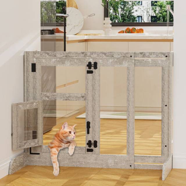 Tempered glass pet gate safety guard adjustable dog toddler stair gates isolatio