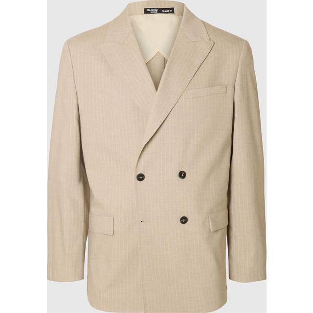 Relaxed Fit Pinstripe Double-breasted Blazer