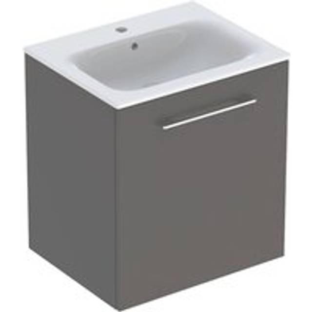 Selnova Wall Hung 1-Door Vanity Unit with Slim Rim Basin 600mm Wide - Lava - Geberit