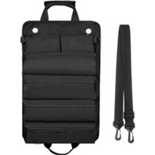 Black Roll Up Tool Bag for Men/Women, Durable Waterproof Rolling Tool Organizer, Multifunctional Shoulder Strap, Portable Heavy Duty Wheeled Bag