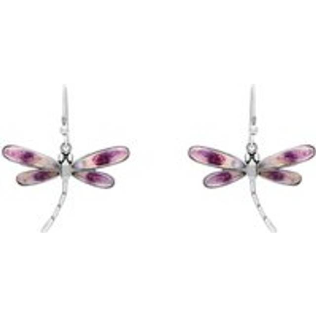 Sterling Silver Blue John Dragonfly Drop Earrings - Silver
