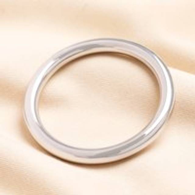 Stainless Steel Chunky Bangle - silver - one size