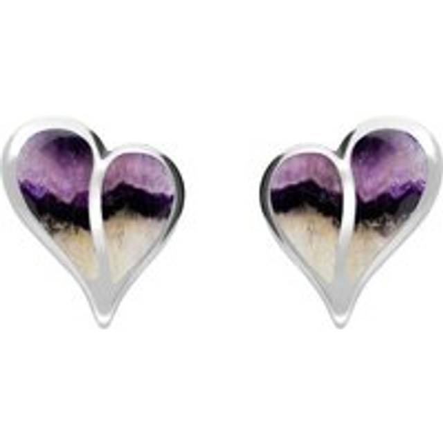 Sterling Silver Blue John Split Heart Stud Earrings - Silver
