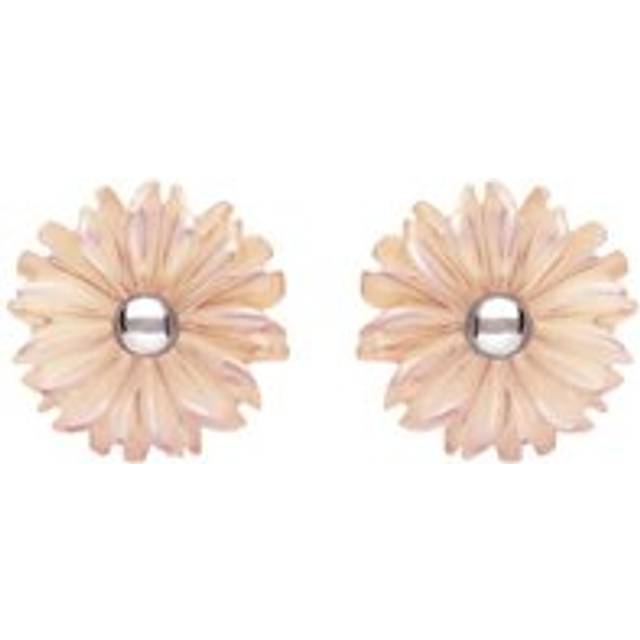 Sterling Silver Pink Mother of Pearl Tuberose 8mm Daisy Stud Earrings