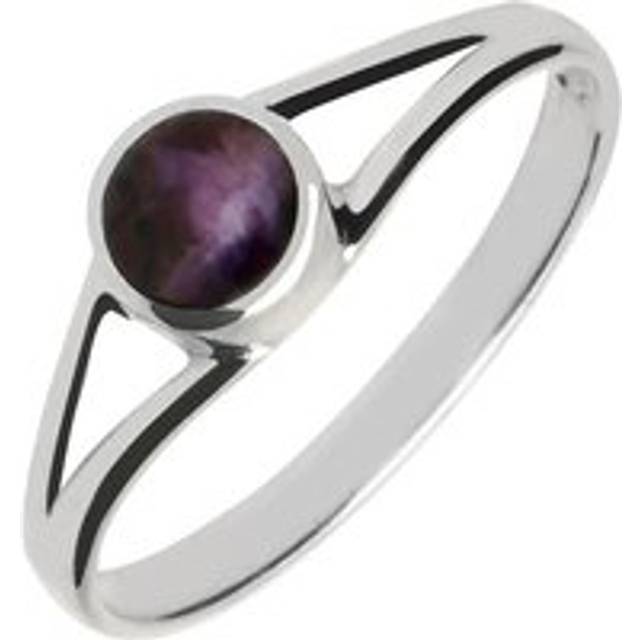 Sterling Silver Blue John Round Split Shoulder Ring - Silver