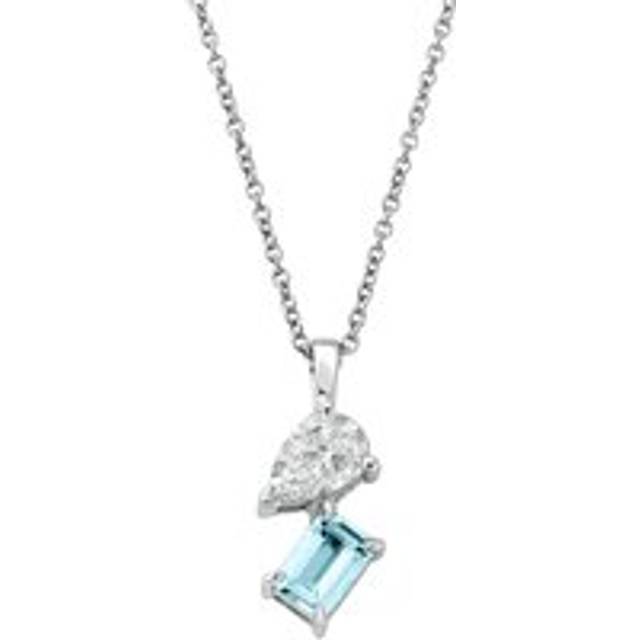 Clogau Ti a Fi White Gold, Diamond and Aquamarine Pendant