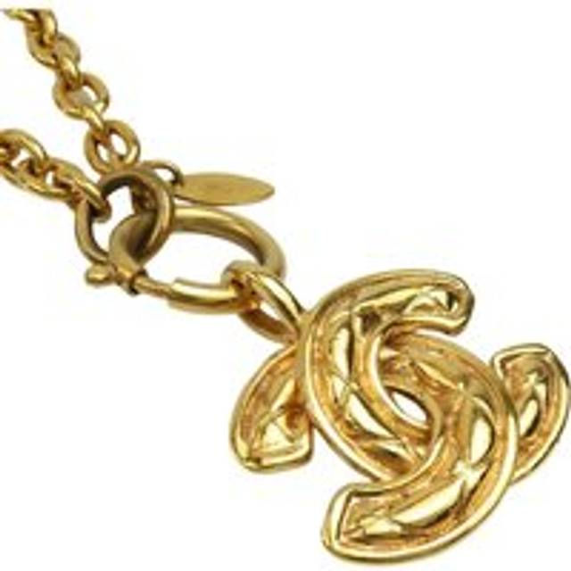 Womens Preloved Gold CC Logo Pendant Necklace Wo - Metallics - One Size