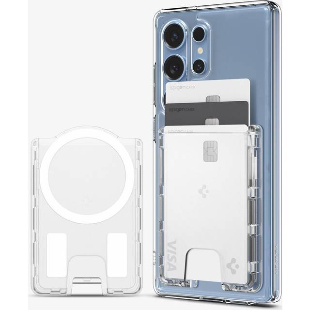 Spigen Ultra Hybrid MagFit Magnetisk Korthållare 3-Kort Kompatibel med Magnetfodral Designad för Samsung Galaxy S25, + (Plus), Ultra, Edge och Z Fold 7 - Kristallklar